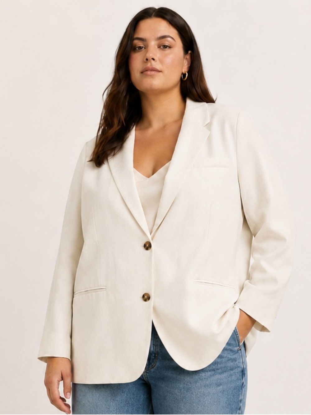 Zara ivory 2 button oversized blazer size XL Lyocell old money preppy minimalist